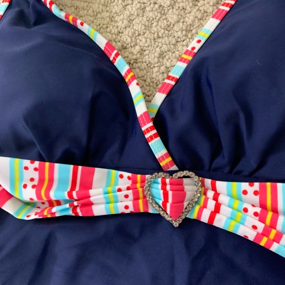 🆕 Boutique 2 pc blue halter padded bikini swimsuit set - Picture 2 of 2
